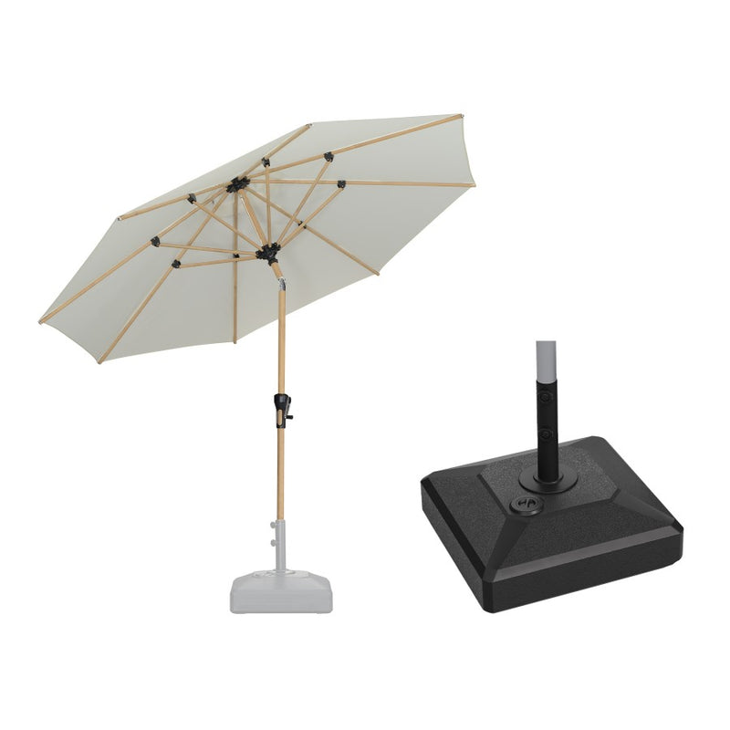 PURPLE LEAF Parasol Droit Inclinable Grain de Bois de Marché Carré Rectangle Rond avec socle