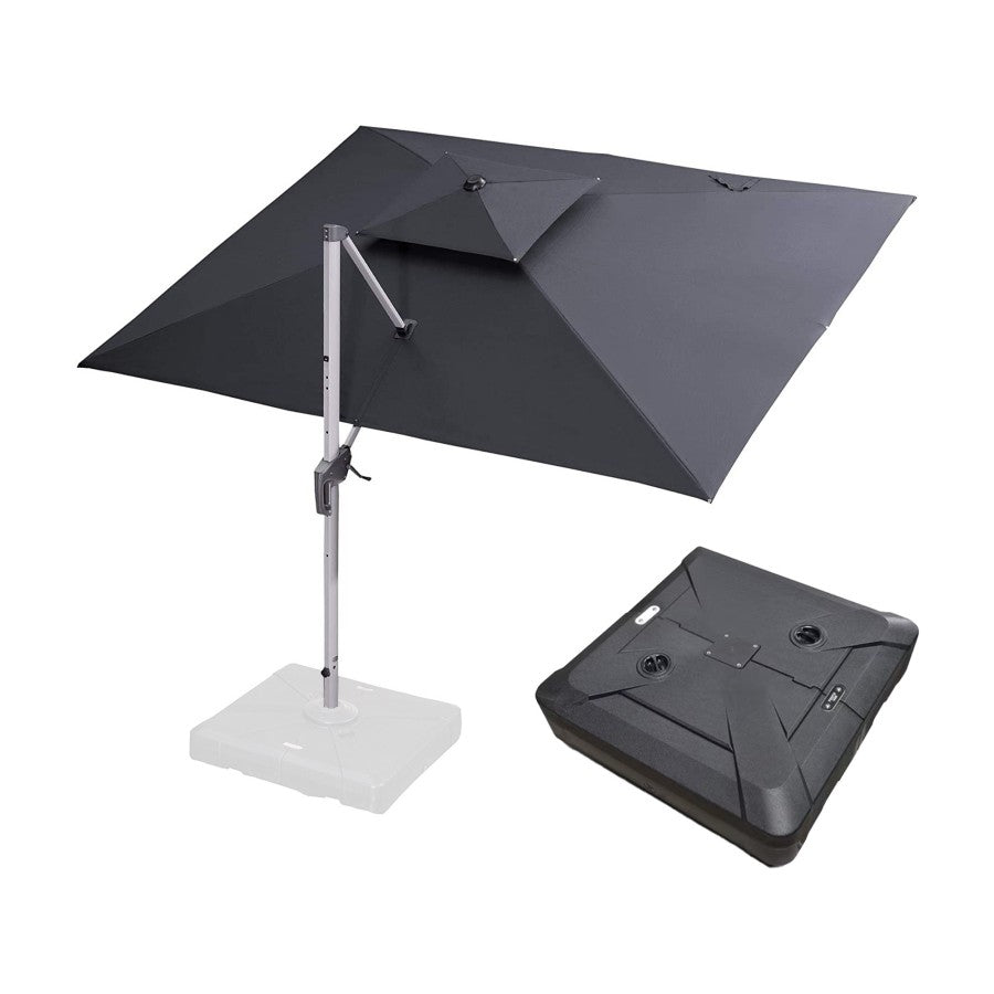 PURPLE LEAF Parasol Déporté Classique à Toit Double Rectangulaire avec socle