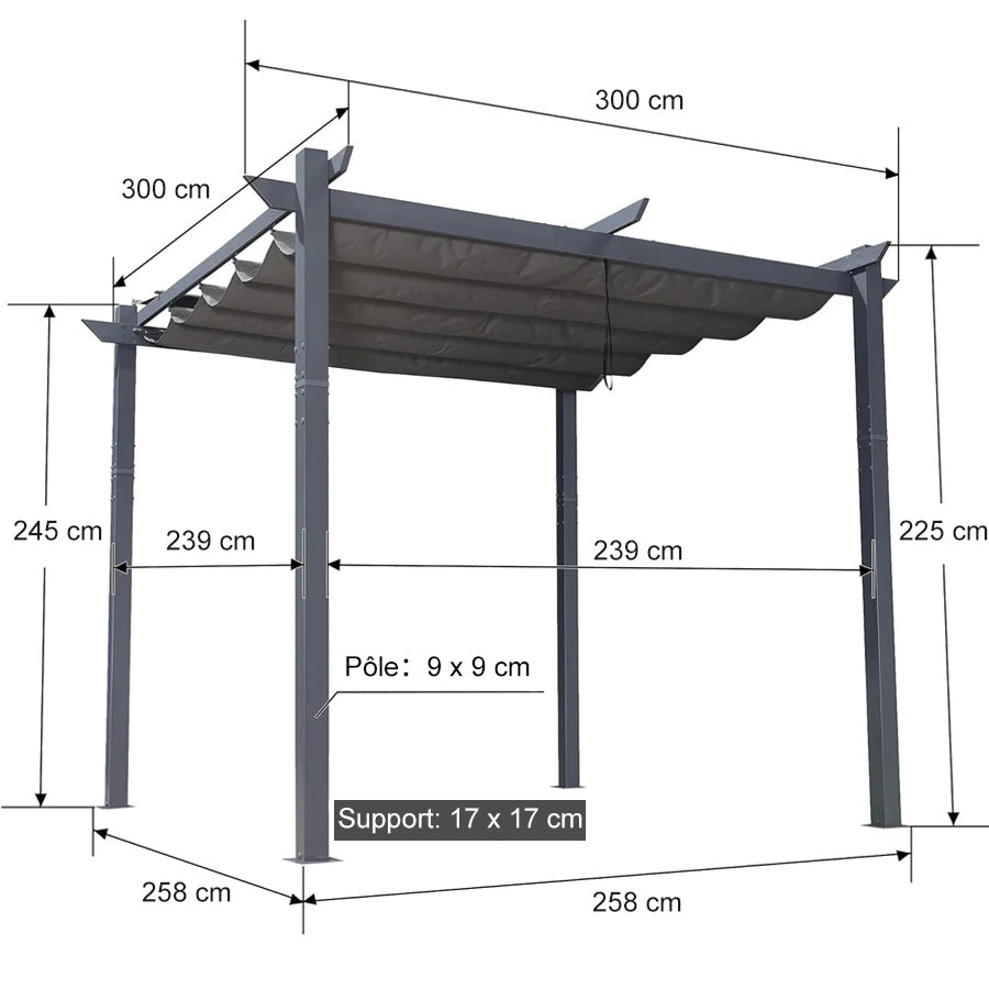 PURPLE LEAF Pergola Bioclimatique,Aluminium  Pergola,Avec Auvent,Pavillon de Jardin Rétractable,Pergola Terrasse