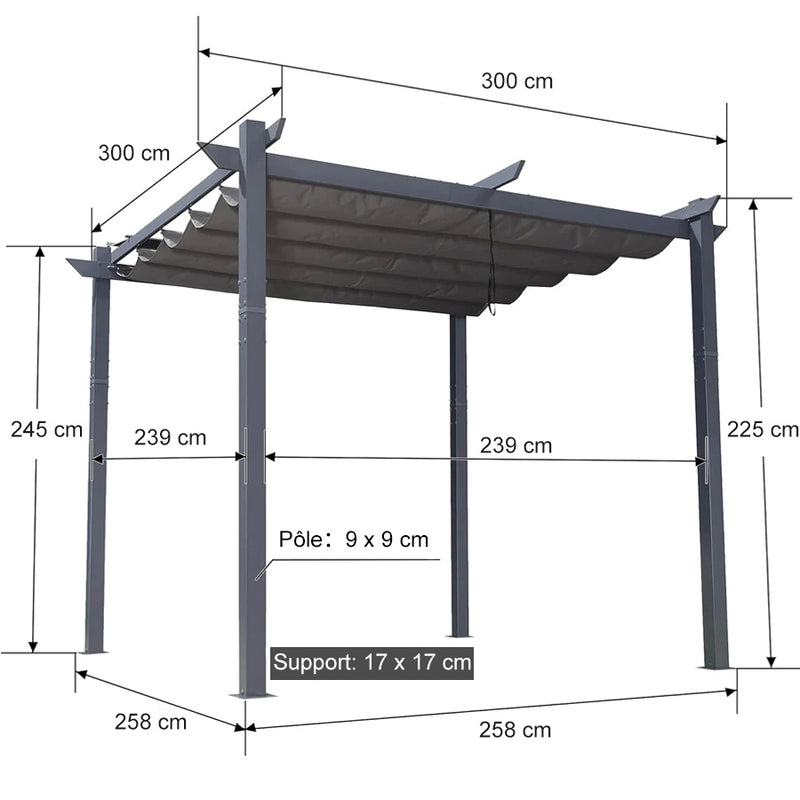 PURPLE LEAF Pergola Bioclimatique,Aluminium  Pergola,Avec Auvent,Pavillon de Jardin Rétractable,Pergola Terrasse