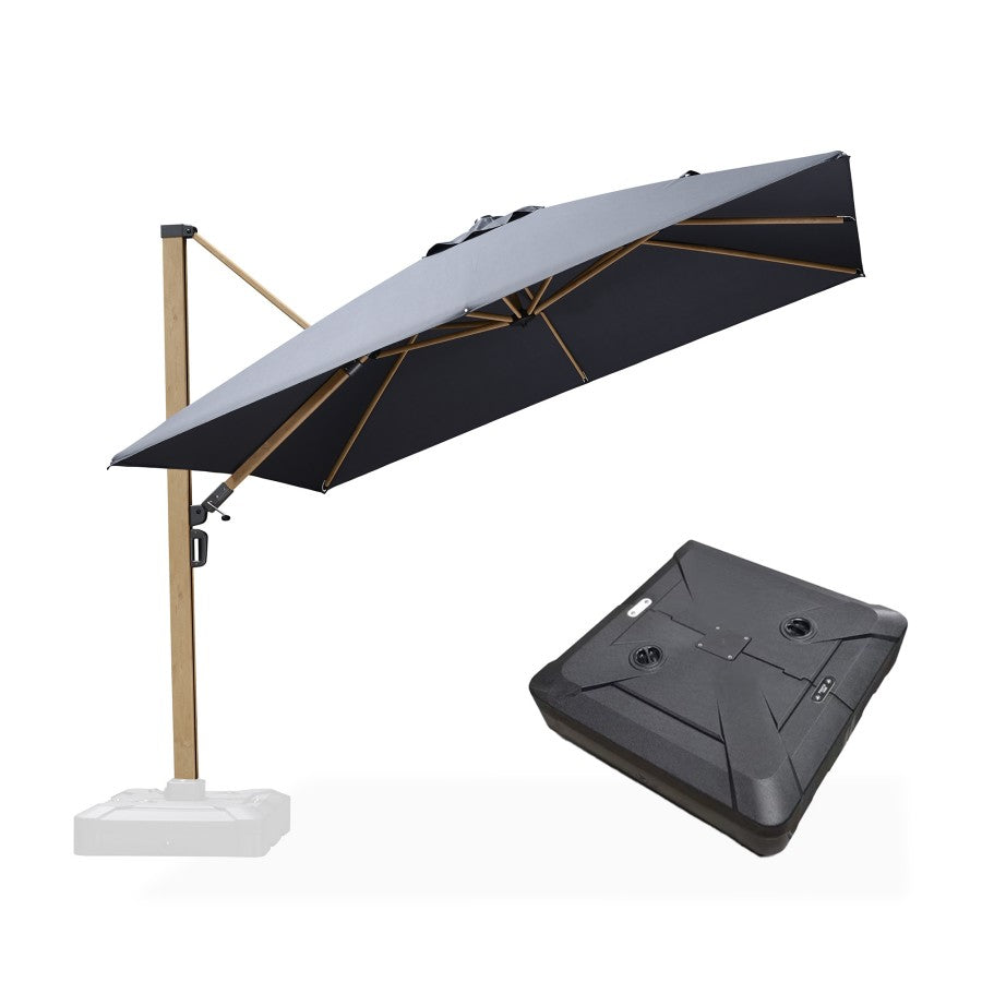 PURPLE LEAF Parasol Déporté Mégagrand à Motif Bois Carré Rectangle avec socle