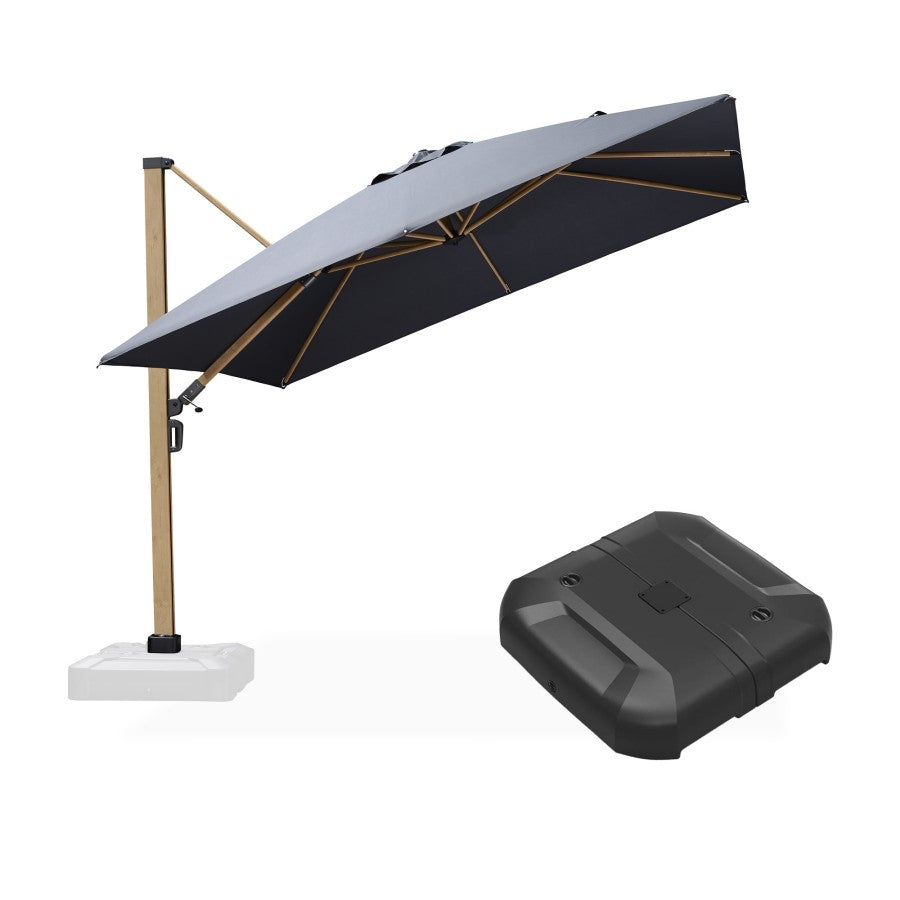 PURPLE LEAF Parasol Déporté Mégagrand à Motif Bois Carré Rectangle avec socle