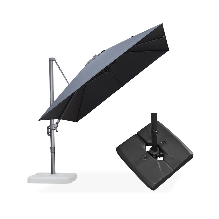 PURPLE LEAF Parasol Déporté Économique avec Cadre Gris Acier Carré Rectangulaire avec socle