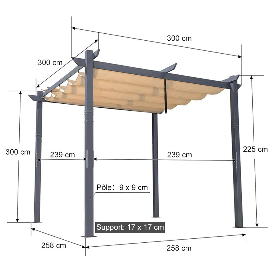 PURPLE LEAF Pergola Bioclimatique,Aluminium  Pergola,Avec Auvent,Pavillon de Jardin Rétractable,Pergola Terrasse