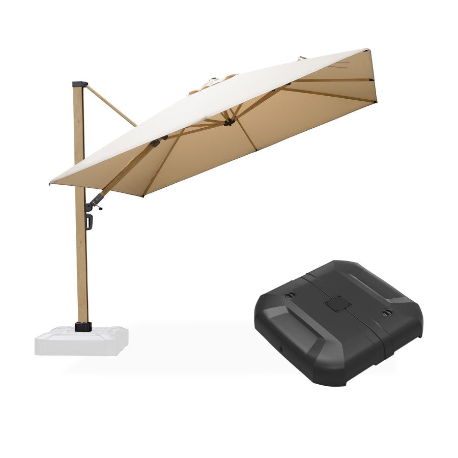 PURPLE LEAF Parasol Déporté Mégagrand à Motif Bois Carré Rectangle avec socle