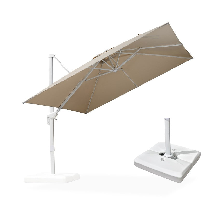 PURPLE LEAF Parasol Déporté Économique avec Cadre Blanc Carré Rectangulaire avec socle