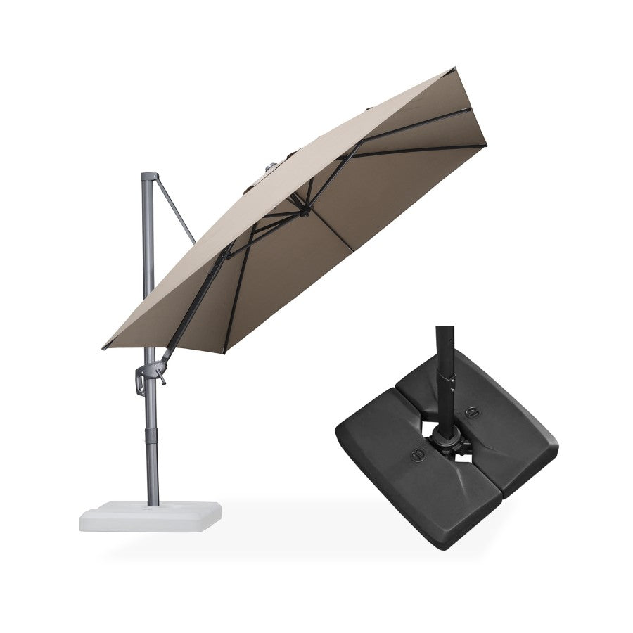 PURPLE LEAF Parasol Déporté Économique avec Cadre Gris Acier Carré Rectangulaire avec socle