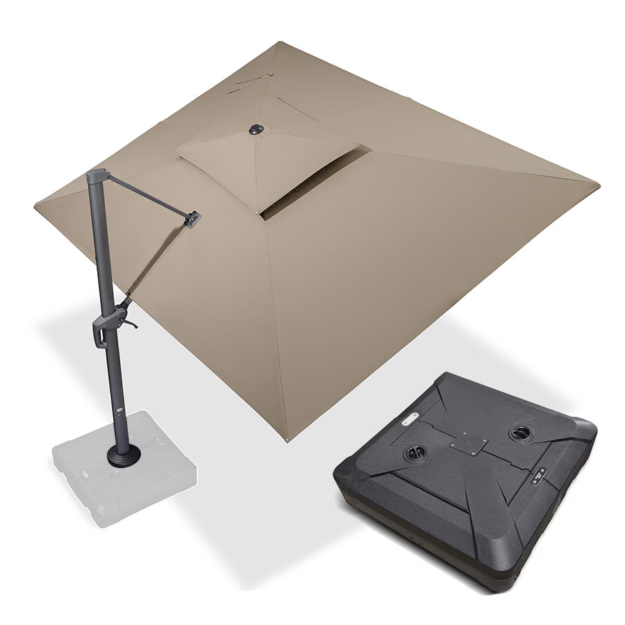 PURPLE LEAF Parasol Déporté à Double Toit avec Cadre Anthracite Carré Rectangle avec socle