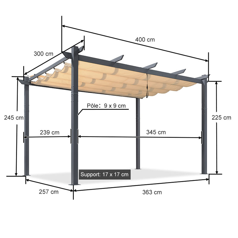 PURPLE LEAF Pergola Bioclimatique,Aluminium  Pergola,Avec Auvent,Pavillon de Jardin Rétractable,Pergola Terrasse