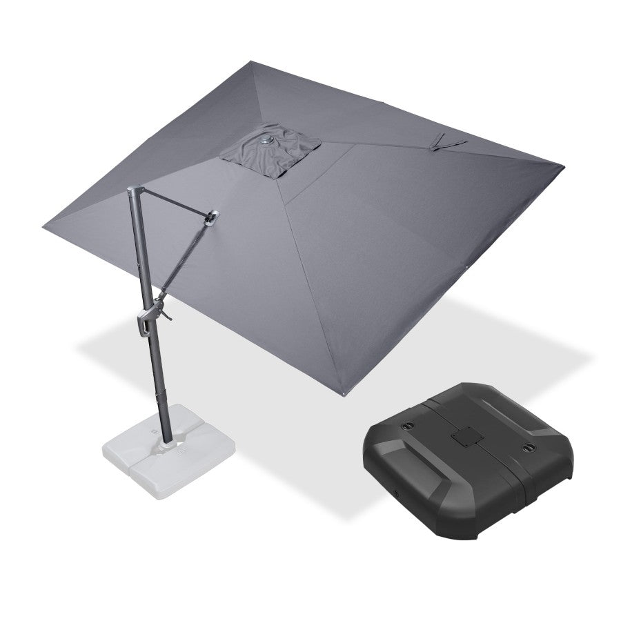PURPLE LEAF Parasol Déporté Économique avec Cadre Gris Acier Carré Rectangulaire avec socle