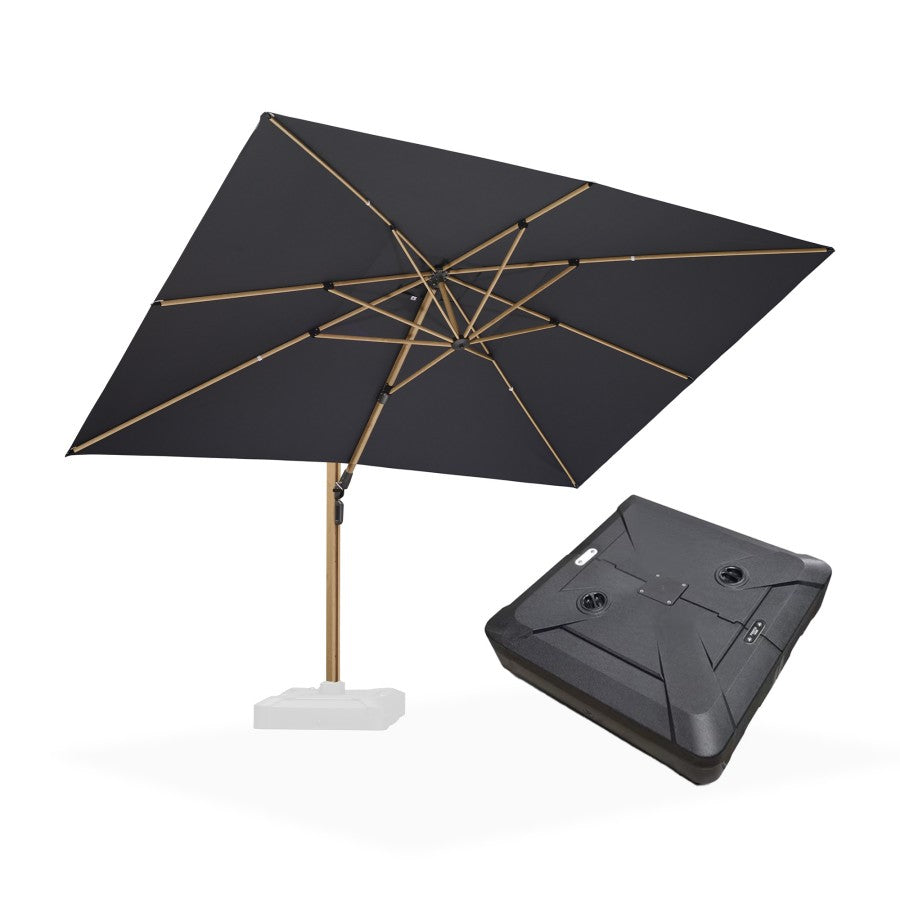 PURPLE LEAF Parasol Déporté Mégagrand à Motif Bois Carré Rectangle avec socle