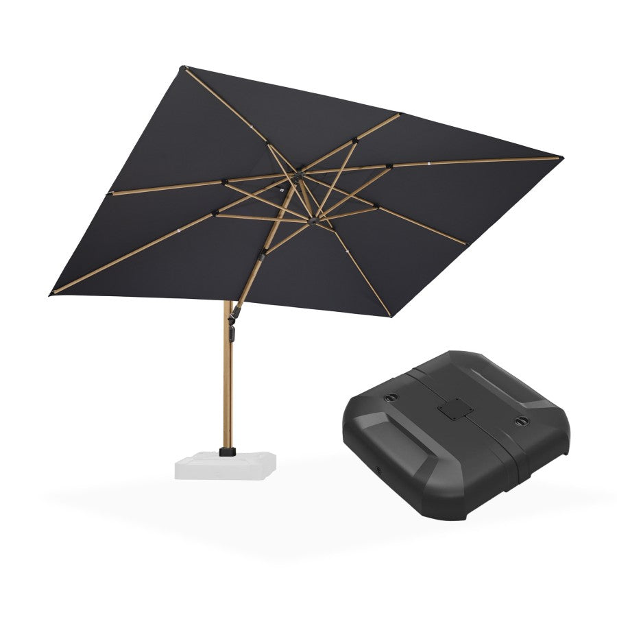 PURPLE LEAF Parasol Déporté Mégagrand à Motif Bois Carré Rectangle avec socle