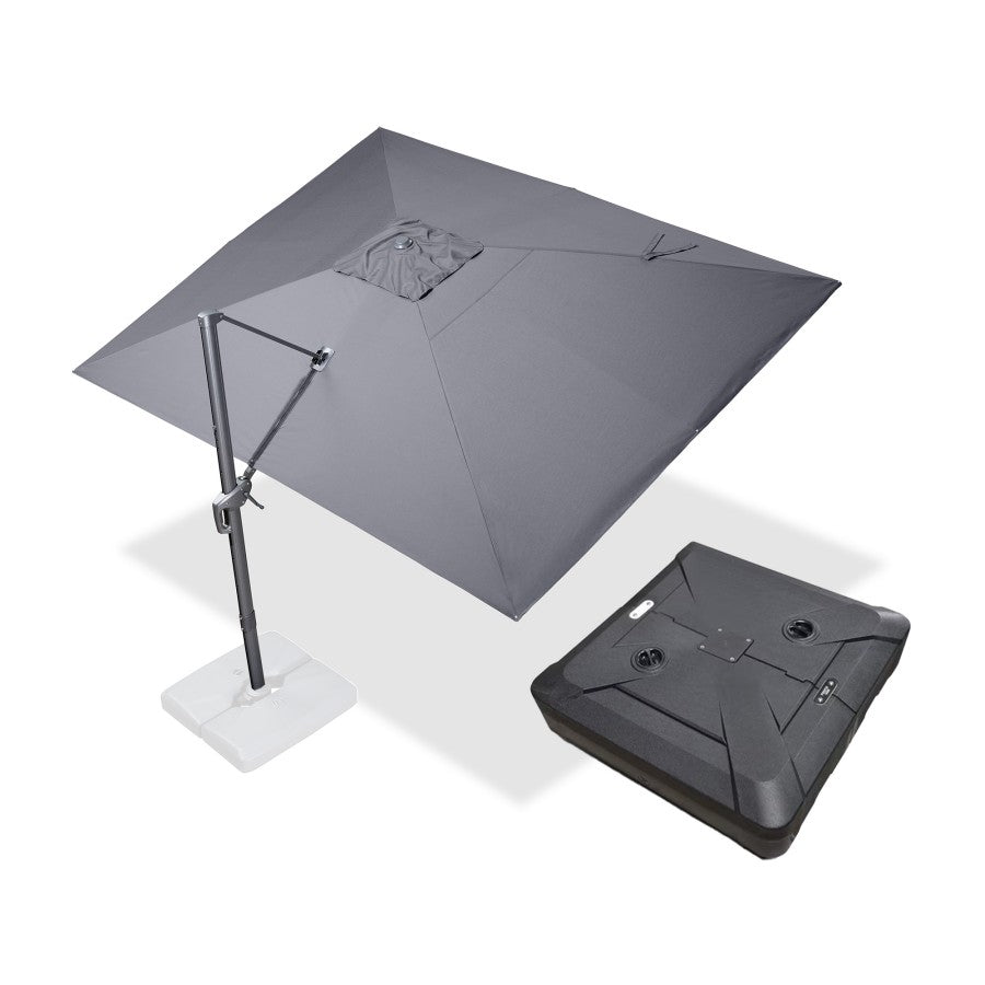 PURPLE LEAF Parasol Déporté Économique avec Cadre Gris Acier Carré Rectangulaire avec socle