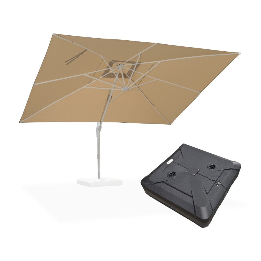 PURPLE LEAF Parasol Déporté Économique avec Cadre Blanc Carré Rectangulaire avec socle