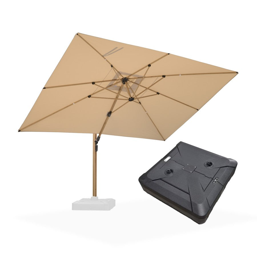 PURPLE LEAF Parasol Déporté Mégagrand à Motif Bois Carré Rectangle avec socle