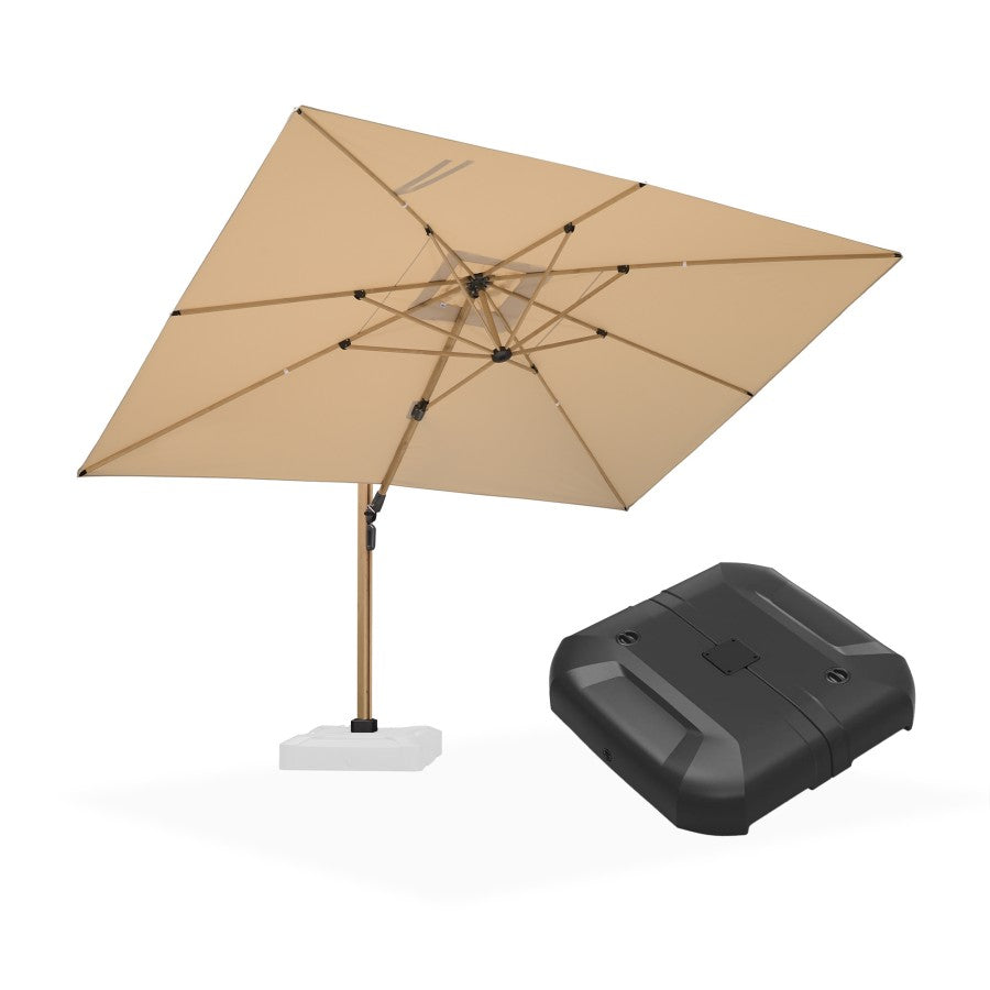 PURPLE LEAF Parasol Déporté Mégagrand à Motif Bois Carré Rectangle avec socle