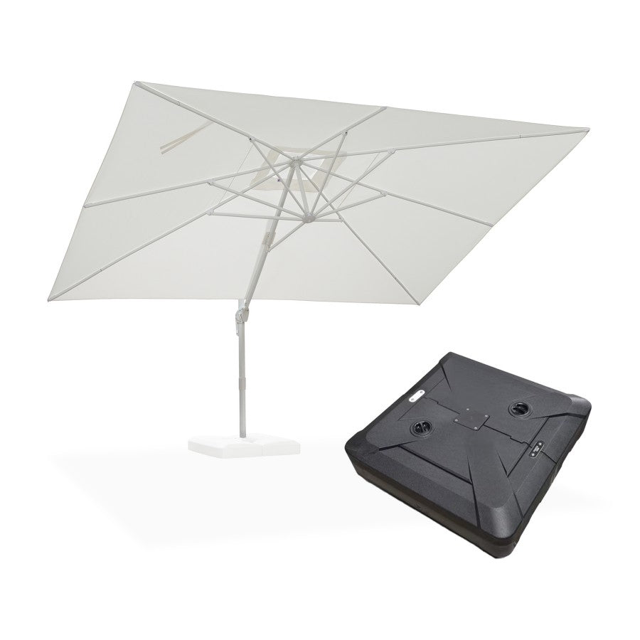 PURPLE LEAF Parasol Déporté Économique avec Cadre Blanc Carré Rectangulaire avec socle