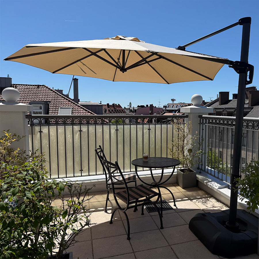 PURPLE LEAF Parasol De Jardin Extérieur Rond, Parasol Déporté Rotatif 360°, Parasol Excentré Inclinable, Parasol Suspendu Balcon