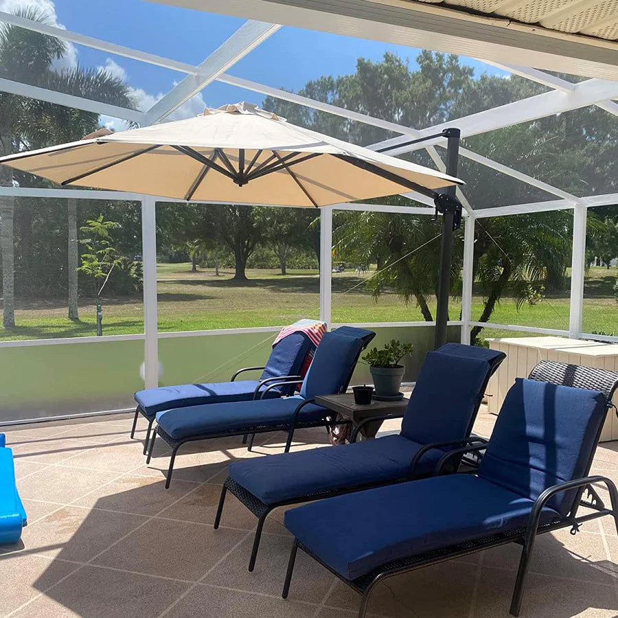 PURPLE LEAF Parasol De Jardin Extérieur Rond, Parasol Déporté Rotatif 360°, Parasol Excentré Inclinable, Parasol Suspendu Balcon