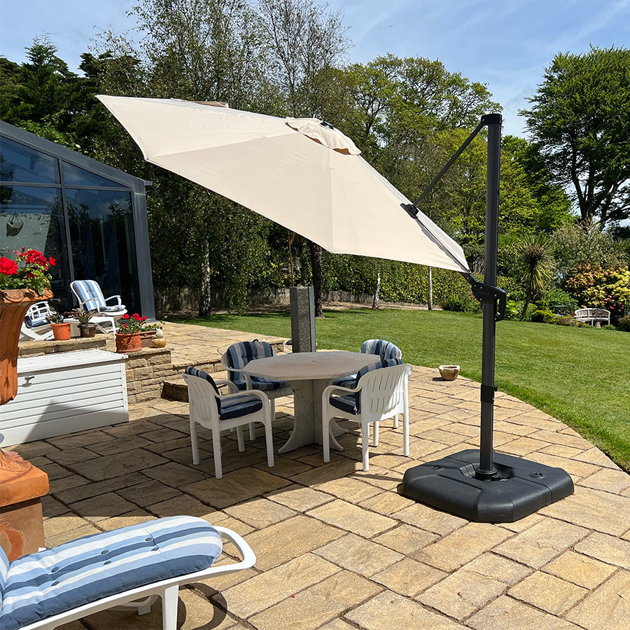 PURPLE LEAF Parasol De Jardin Extérieur Rond, Parasol Déporté Rotatif 360°, Parasol Excentré Inclinable, Parasol Suspendu Balcon