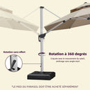 PURPLE LEAF Parasol de jardin extérieur rond avec LED, avec manivelle, inclinable, avec socle