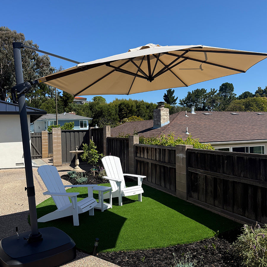 PURPLE LEAF Parasol De Jardin Extérieur Rond, Parasol Déporté Rotatif 360°, Parasol Excentré Inclinable, Parasol Suspendu Balcon
