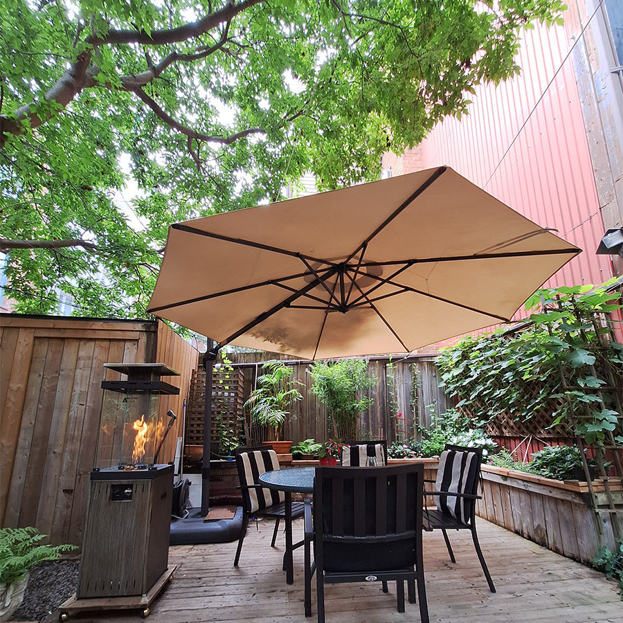 PURPLE LEAF Parasol De Jardin Extérieur Rond, Parasol Déporté Rotatif 360°, Parasol Excentré Inclinable, Parasol Suspendu Balcon