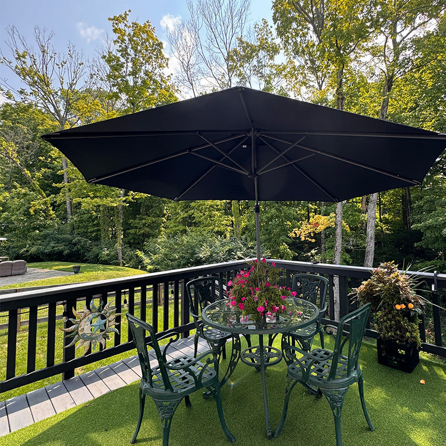 PURPLE LEAF Parasol De Jardin Extérieur Rond, Parasol Déporté Rotatif 360°, Parasol Excentré Inclinable, Parasol Suspendu Balcon