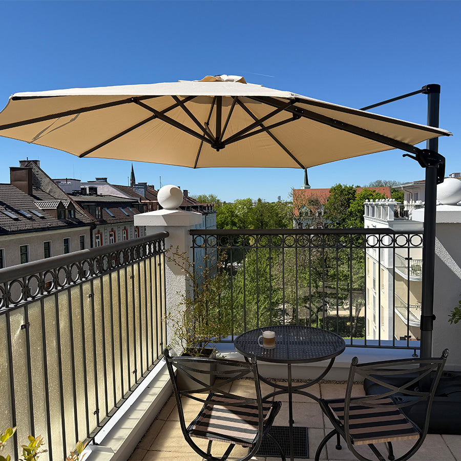 PURPLE LEAF Parasol De Jardin Extérieur Rond, Parasol Déporté Rotatif 360°, Parasol Excentré Inclinable, Parasol Suspendu Balcon