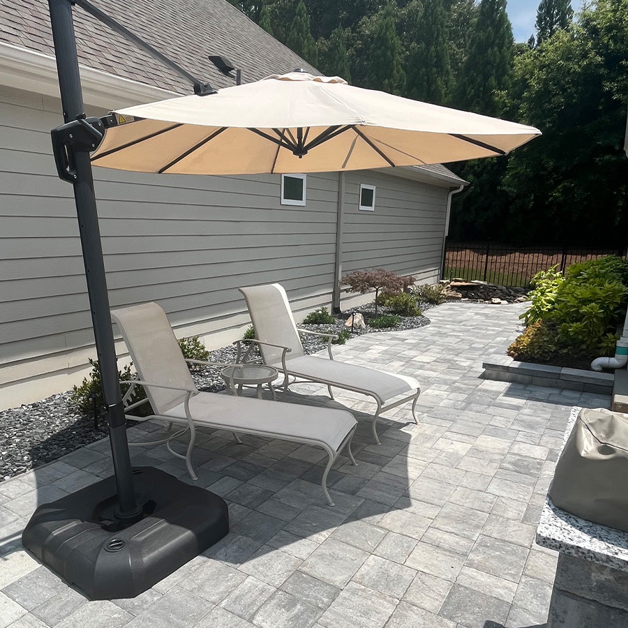 PURPLE LEAF Parasol De Jardin Extérieur Rond, Parasol Déporté Rotatif 360°, Parasol Excentré Inclinable, Parasol Suspendu Balcon