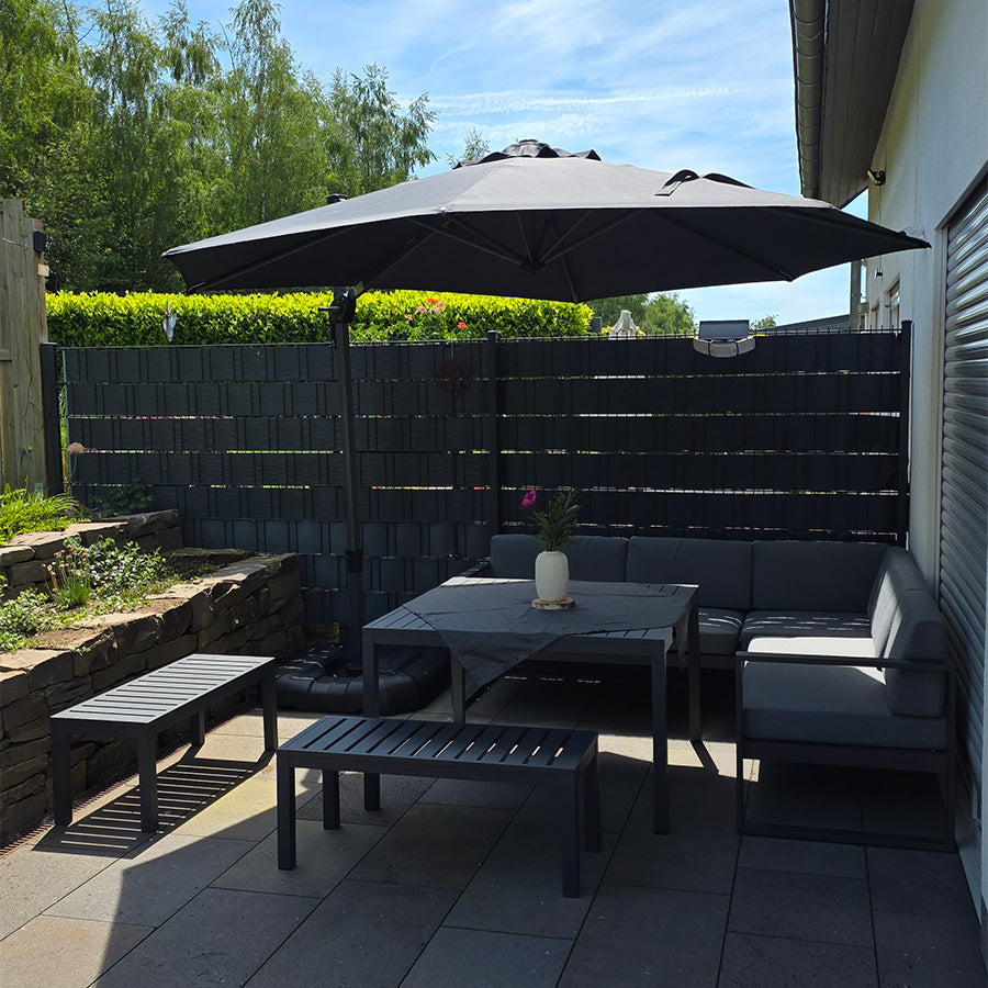 PURPLE LEAF Parasol De Jardin Extérieur Rond, Parasol Déporté Rotatif 360°, Parasol Excentré Inclinable, Parasol Suspendu Balcon