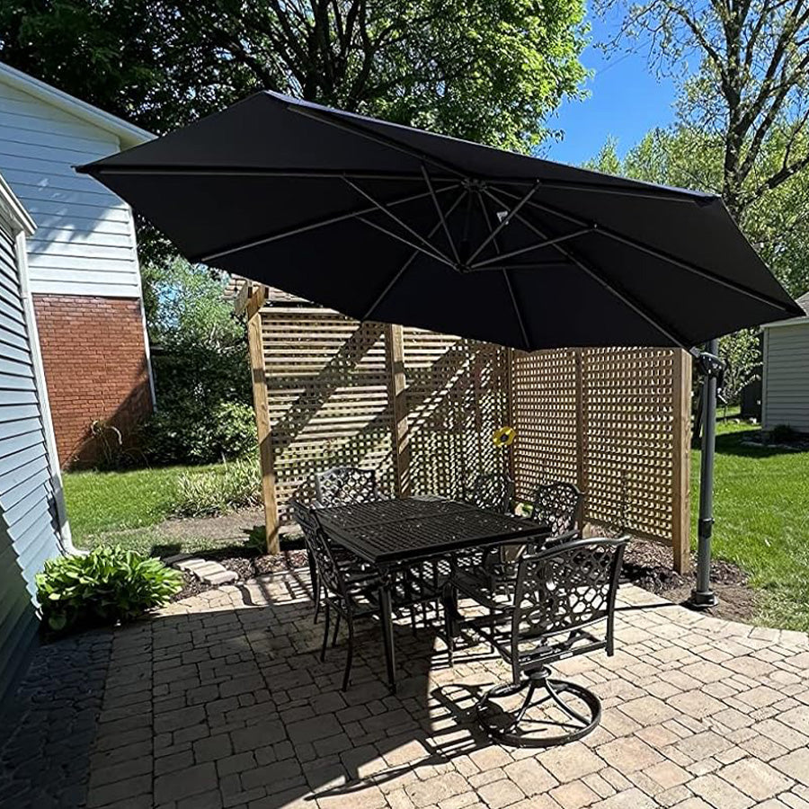 PURPLE LEAF Parasol De Jardin Extérieur Rond, Parasol Déporté Rotatif 360°, Parasol Excentré Inclinable, Parasol Suspendu Balcon