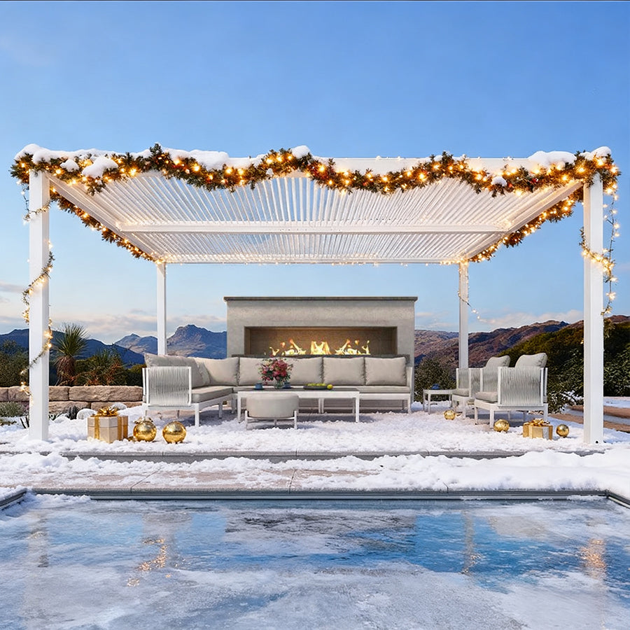 PURPLE LEAF Pergola Bioclimatique Pergola Aluminium  Lames Orientables Tonnelle de Jardin Imperméable pour Terrasse Extérieur Carport, Blanc