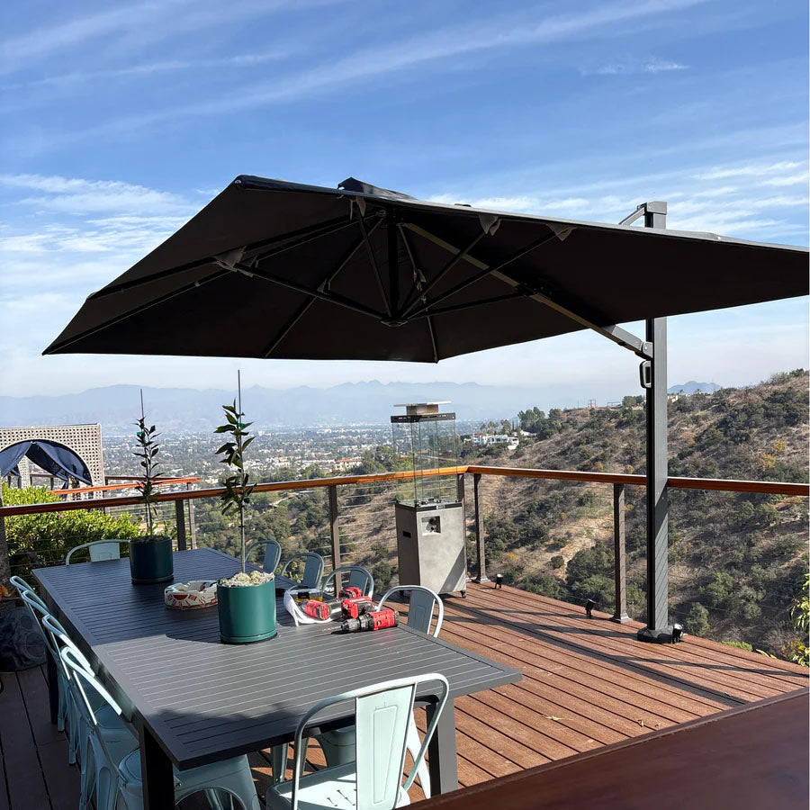 PURPLE LEAF Parasol Déporté Mégagrand Ultra-lourd à Manivelle avec Mât Ultra-Renforcé Parasol d'Extérieur de Jardin Rectangulaire