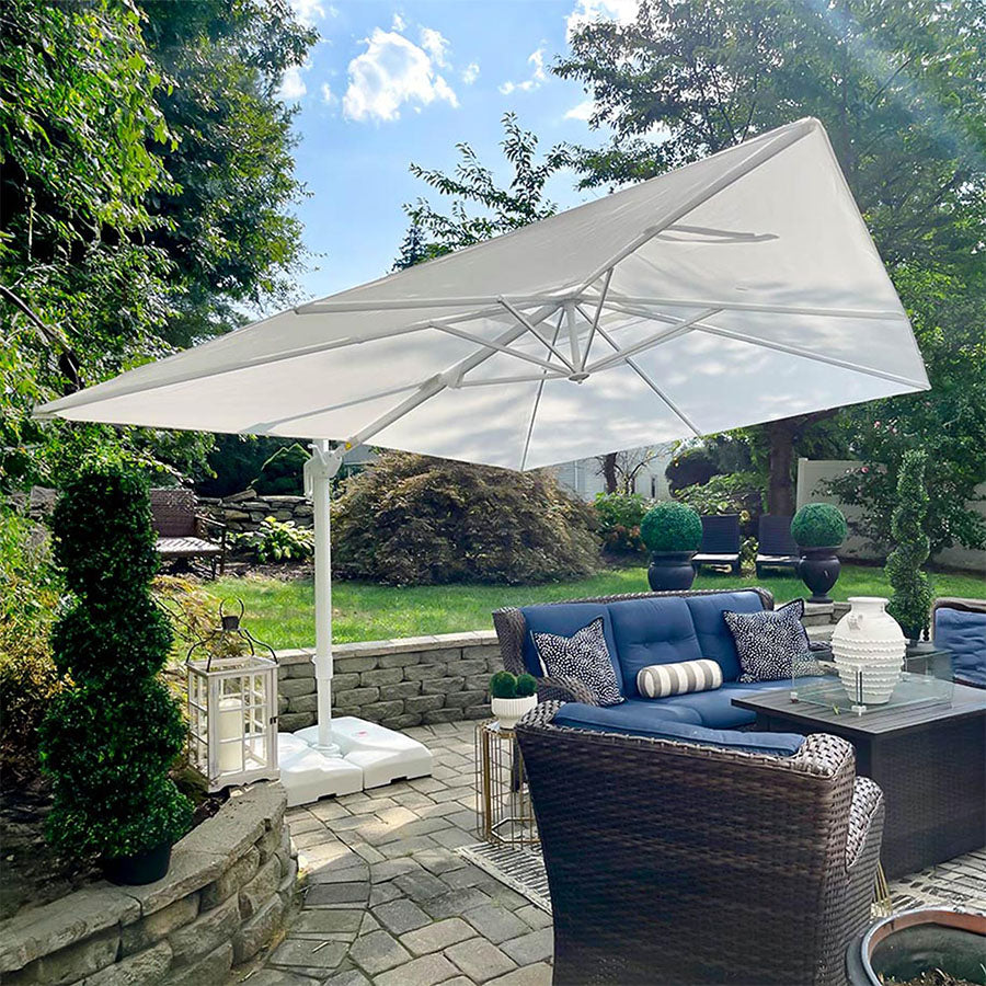 PURPLE LEAF Parasol Déporté Économique avec Cadre Blanc Carré Rectangulaire avec socle