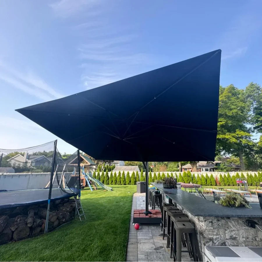 PURPLE LEAF Parasol Déporté Mégagrand Ultra-lourd à Manivelle avec Mât Ultra-Renforcé Parasol d'Extérieur de Jardin Rectangulaire