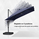 PURPLE LEAF Parasol Déporté avec LED Solaire 3 x 3 m Carré, Parasol De Jardin Extérieur Inclinable Toile Protection UV