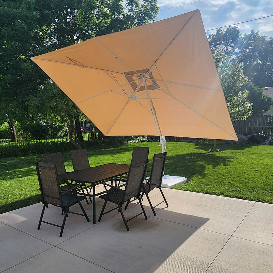 PURPLE LEAF Parasol Déporté Économique avec Cadre Blanc Parasol d'Extérieur Grands Parasols de Patio Carré Rectangulaire