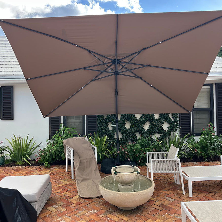 PURPLE LEAF Parasol Déporté à Double Toit avec Cadre Anthracite Carré Rectangle avec socle