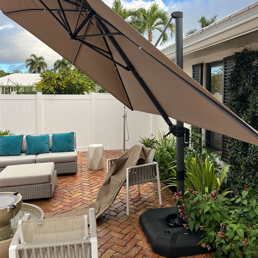 PURPLE LEAF Parasol Déporté à Double Toit avec Cadre Anthracite Carré Rectangle avec socle