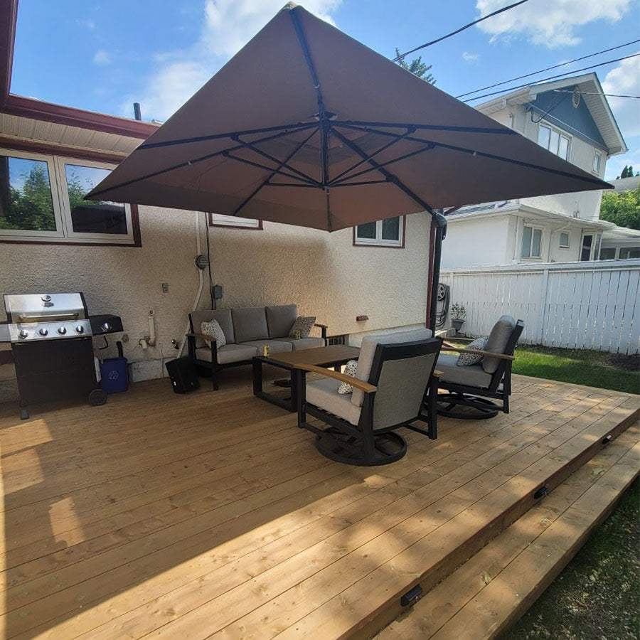 PURPLE LEAF Parasol Déporté avec Cadre Anthracite Inclinable à Rotation 360° avec Manivelle Parasol de Jardin Carré Rectangle