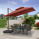 PURPLE LEAF Parasol Déporté Inclinable Grain de Bois en Aluminium Parasol De Jardin Extérieur Toit à Double Rotatif 360°