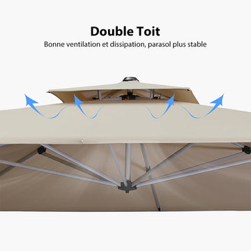 Parasol Déporté PURPLE LEAF 120x180 Cm - Inclinable Aluminium Protection UV Gris