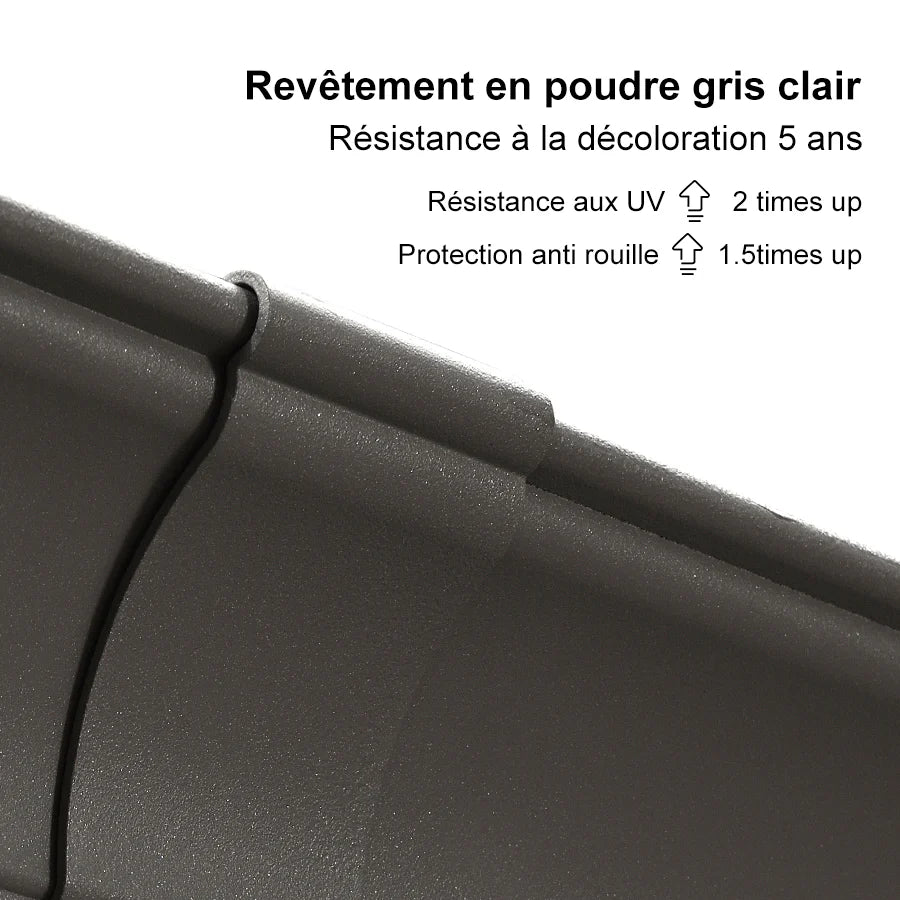 PURPLE LEAF Tonnelle de Terrasse et de Jardin, Toit Rigide en Acier Galvanisé, Conception de Gouttière avec Guirlandes Lumineuses Transparentes, Gris Clair