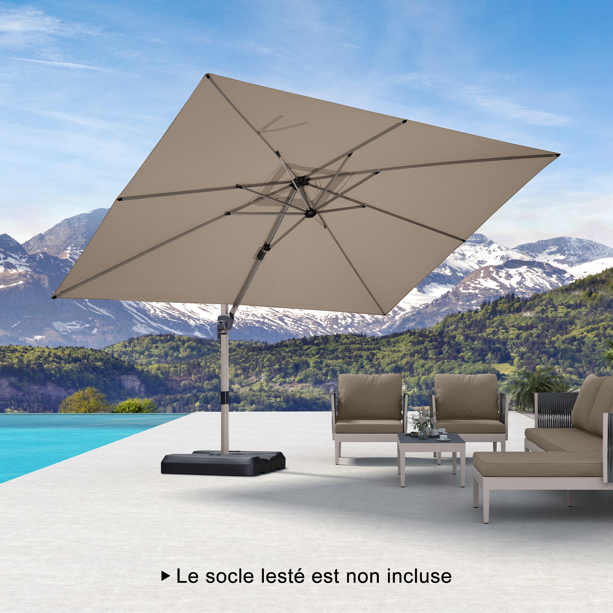 PURPLE LEAF Parasol Déporté Économique Champagne de Luxe Parasol d'Extérieur Grands Parasols de Patio