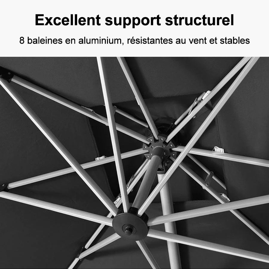 PURPLE LEAF Parasol Déporté Classique à Toit Double Carré avec socle