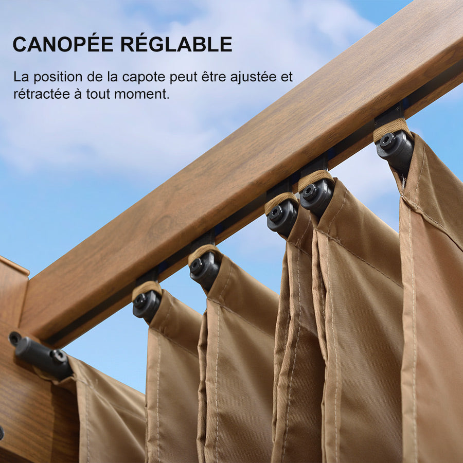 PURPLE LEAF Pergola rétractable extérieure avec pare-soleil auvent abri en métal pour patio de jardin porche pavillon de plage