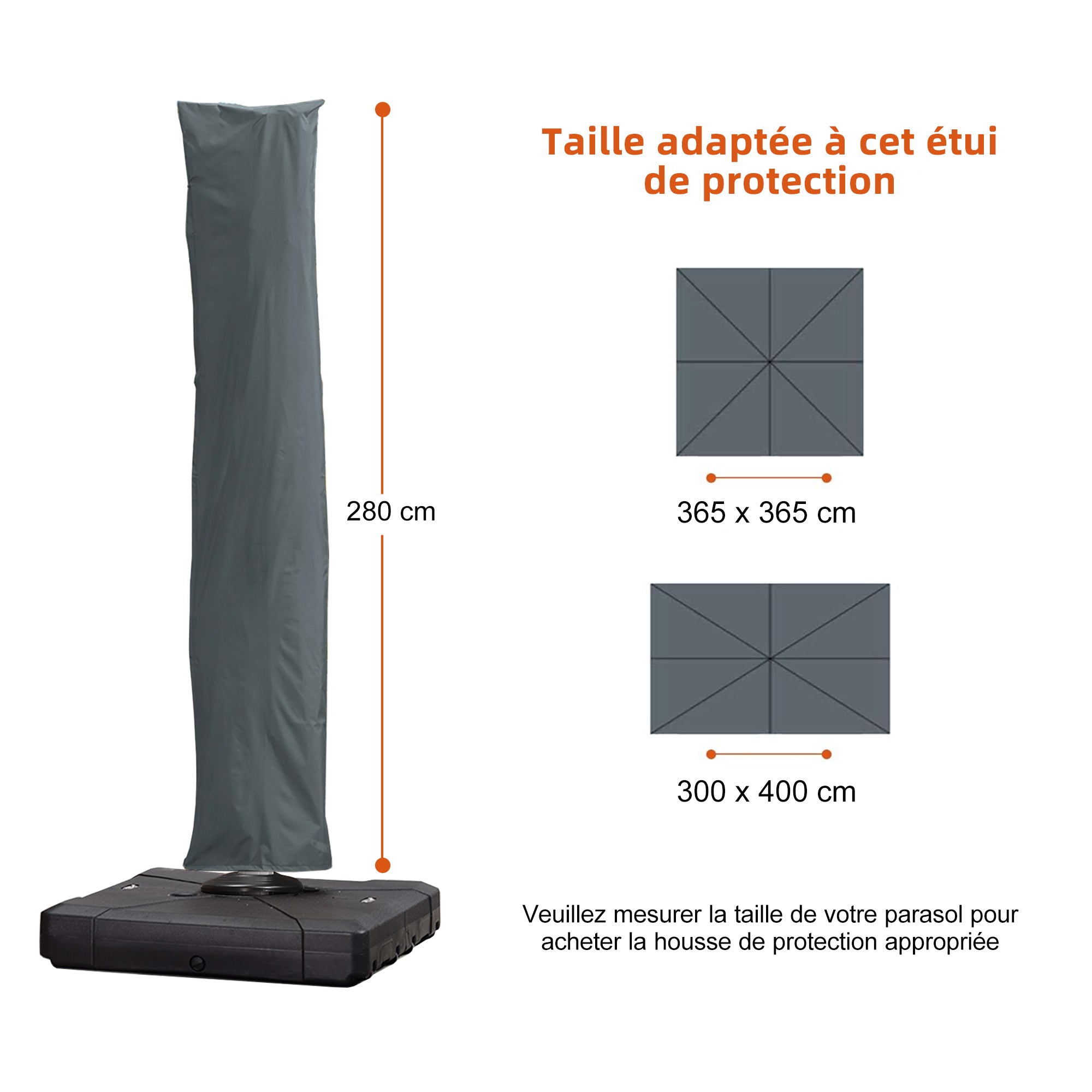 PURPLE LEAF Housse de parasol déporté avec fermeture éclair pour parasol extérieur et parasol de patio