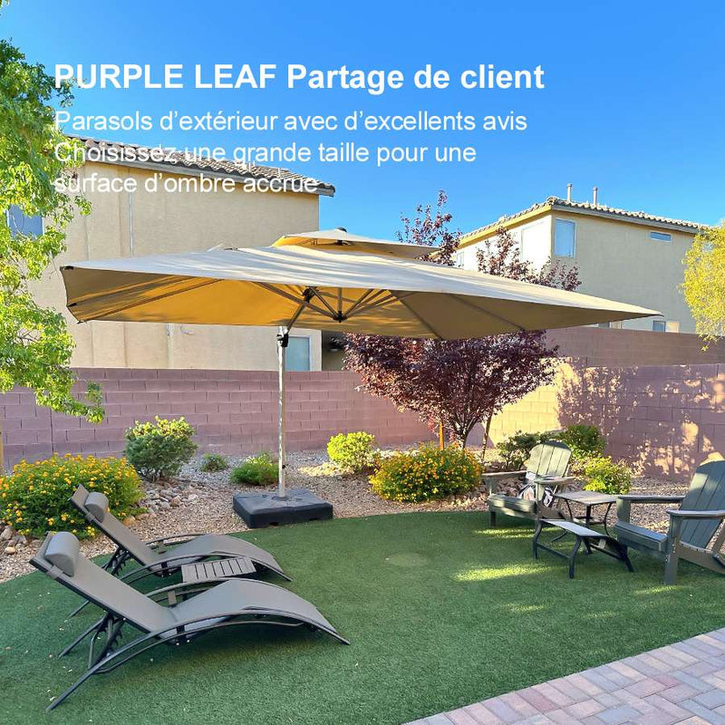 PURPLE LEAF Parasol Déporté Inclinable Rectangulaire, Parasol De Jardin Extérieur Toit à Double Rotatif 360°, Parasol Terrasse Extérieur