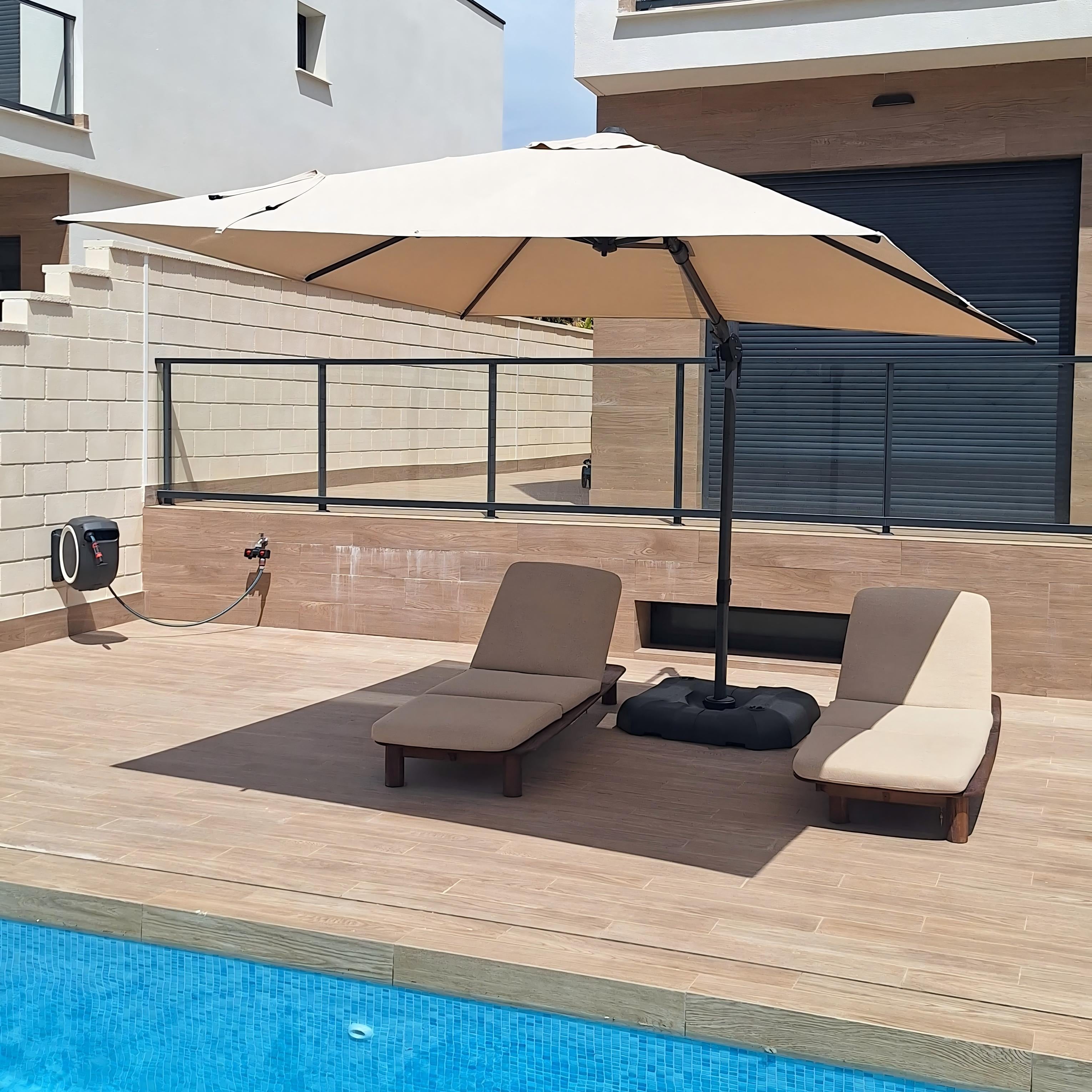 PURPLE LEAF Parasol Déporté Inclinable Gauche Droite Carré, Parasol De Jardin Extérieur avec 5 Positions réglables et Rotation à 360°, Toile Protection UV